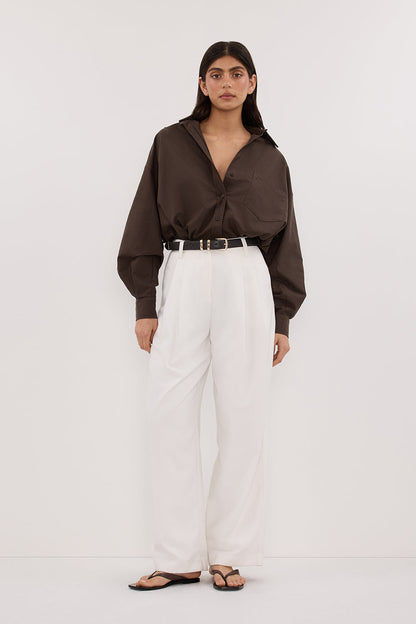 RHEA BITTER CHOC OVERSIZED COTTON SHIRT