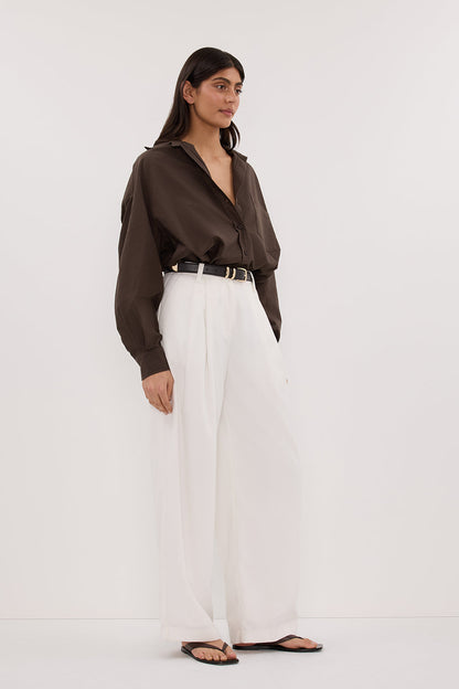 RHEA BITTER CHOC OVERSIZED COTTON SHIRT