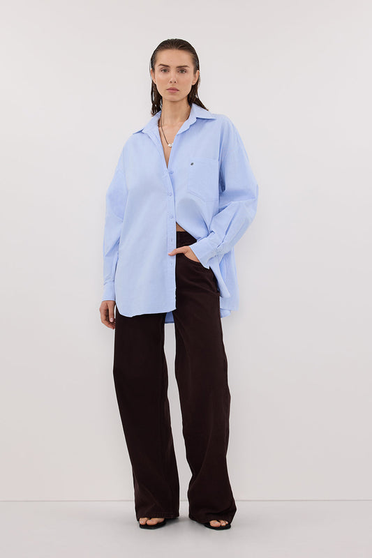 RHEA BLUE OVERSIZED COTTON SHIRT