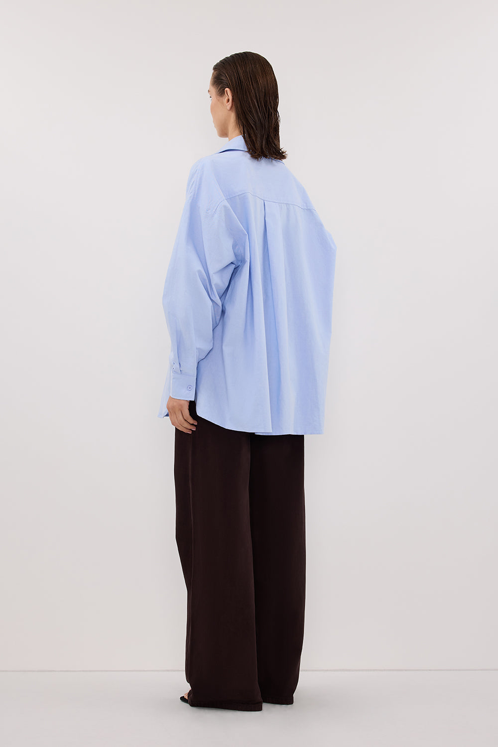 RHEA BLUE OVERSIZED COTTON SHIRT