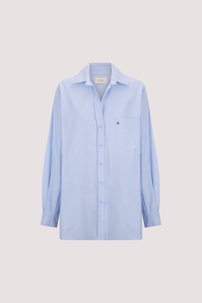 RHEA BLUE OVERSIZED COTTON SHIRT