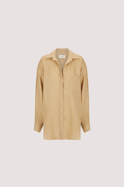LUNE TAN OVERSIZED LINEN SHIRT