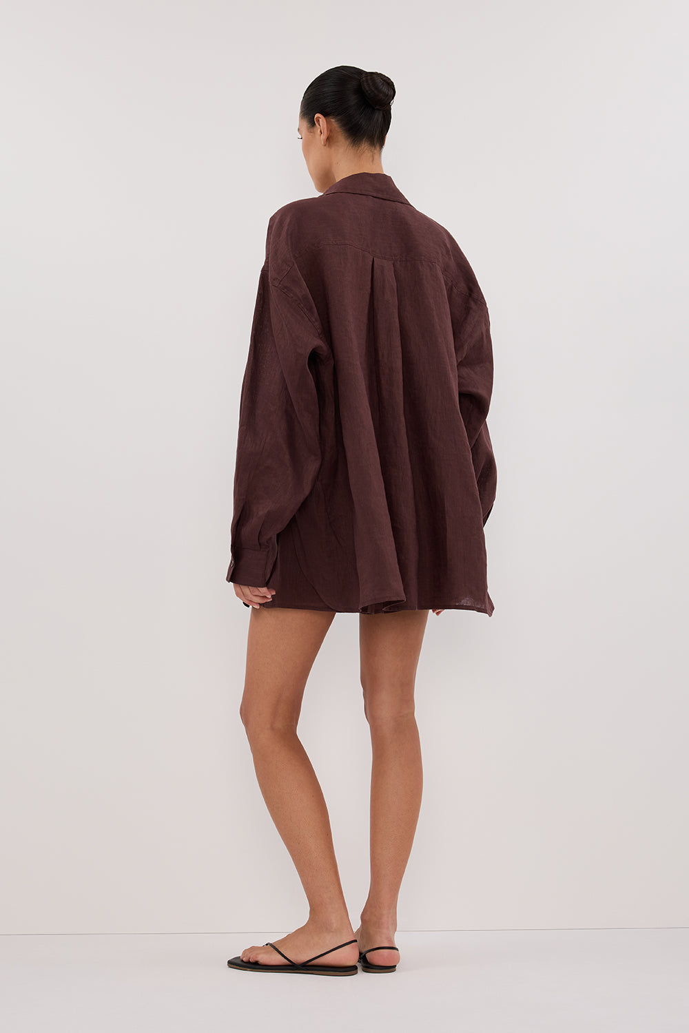LUNE WALNUT OVERSIZED LINEN SHIRT