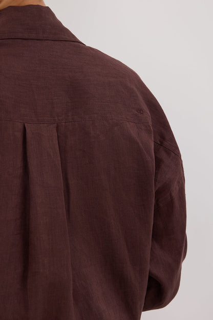 LUNE WALNUT OVERSIZED LINEN SHIRT