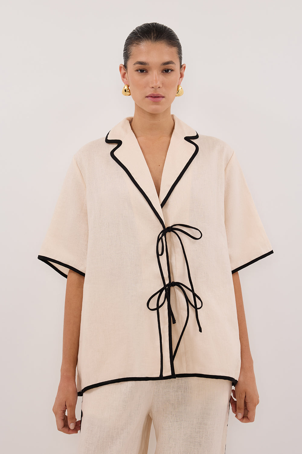 VON CREAM LINEN SHIRT