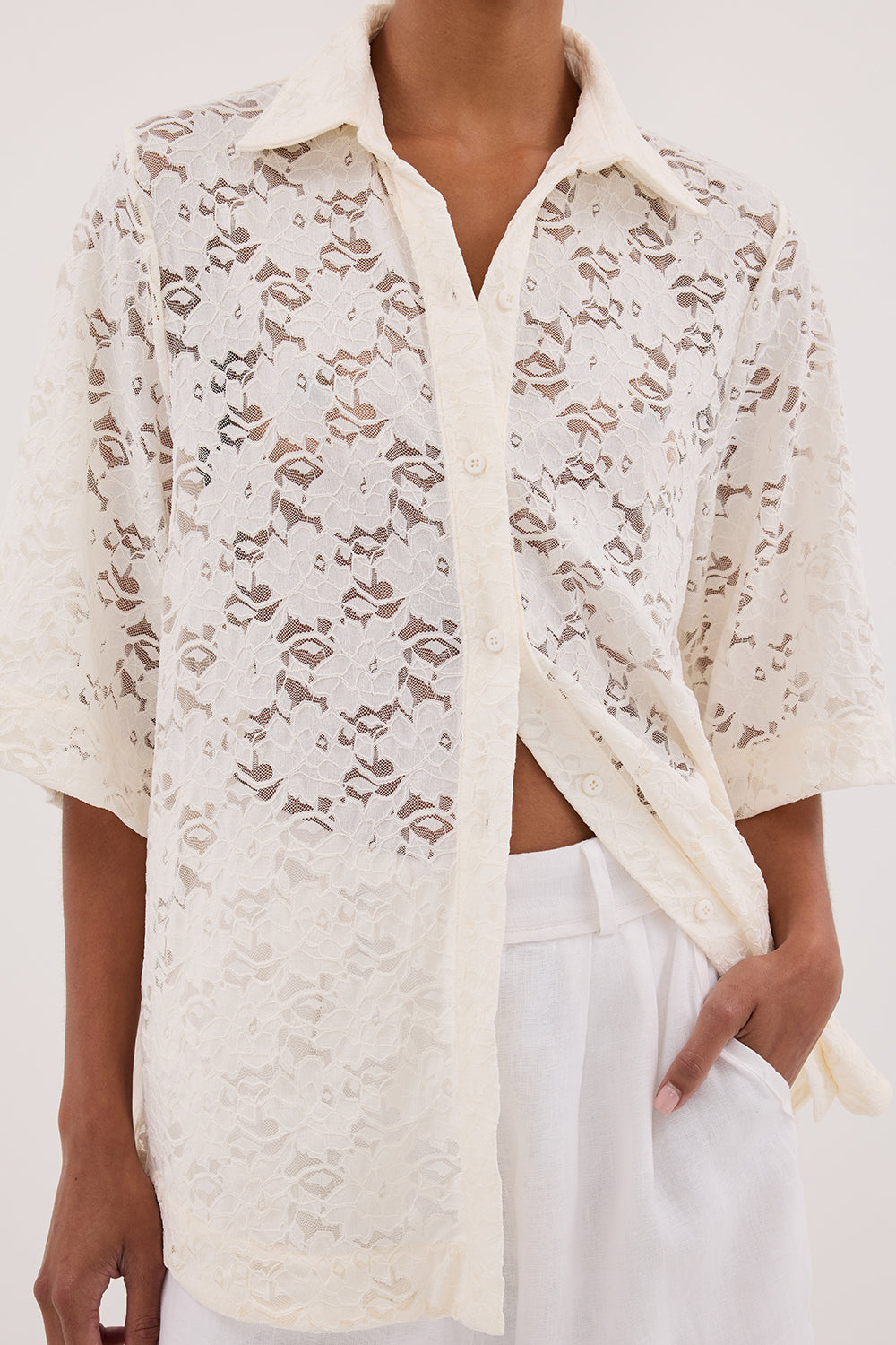 LOULA WHITE LACE SHIRT