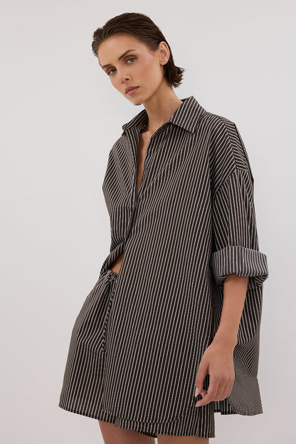 PALMA BITTER CHOC OVERSIZED SILK BLEND SHIRT