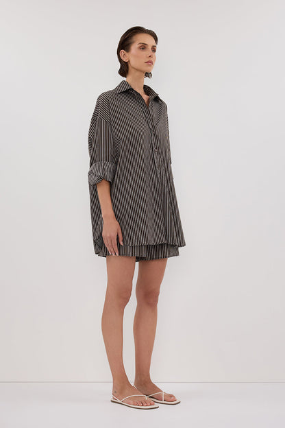 PALMA BITTER CHOC OVERSIZED SILK BLEND SHIRT