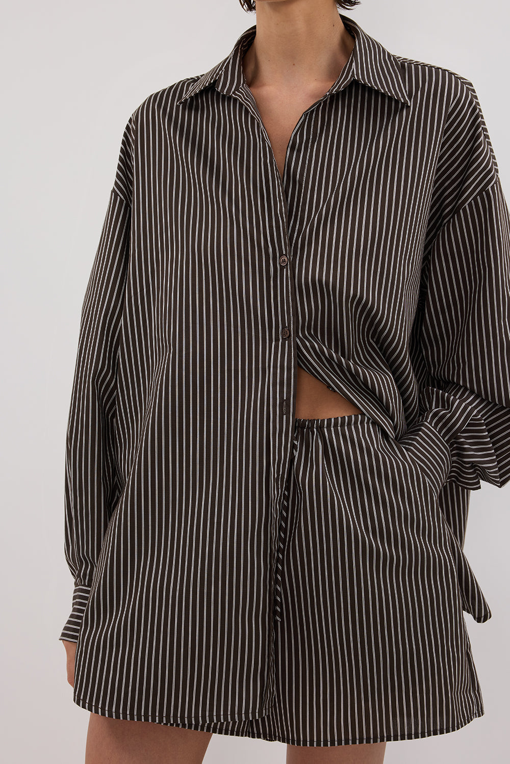 PALMA BITTER CHOC OVERSIZED SILK BLEND SHIRT