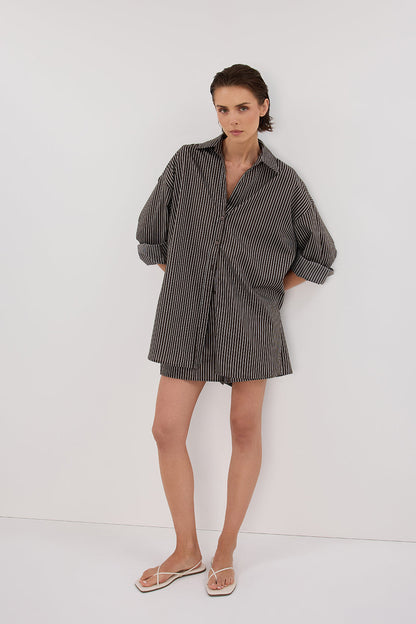 PALMA BITTER CHOC OVERSIZED SILK BLEND SHIRT