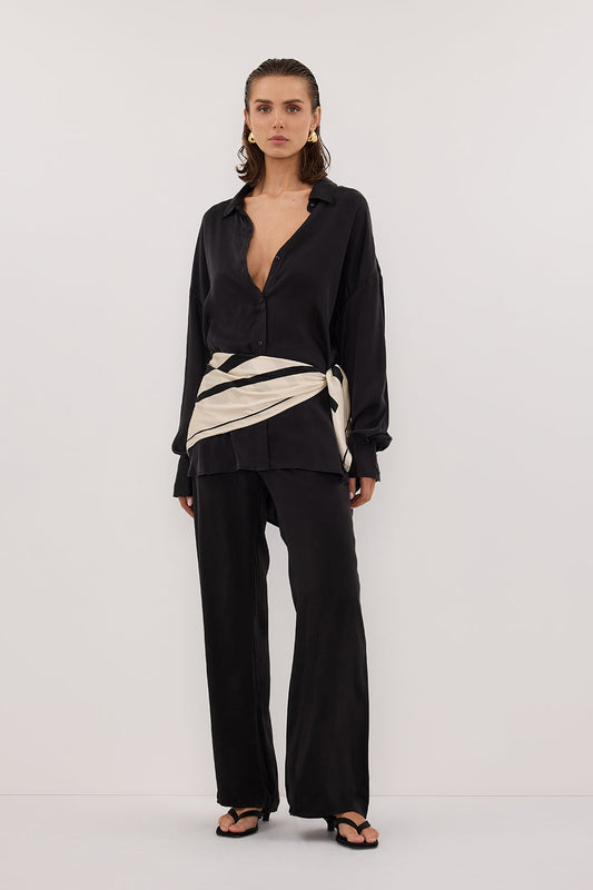 PERCY BLACK SILK LONG SLEEVE SHIRT