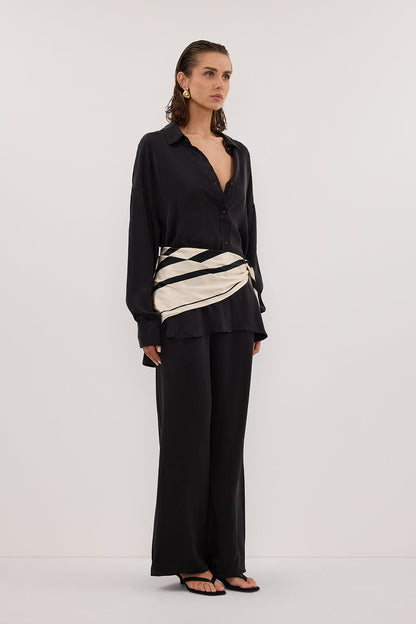 PERCY BLACK SILK LONG SLEEVE SHIRT