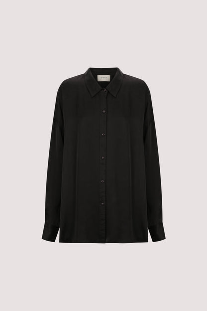 PERCY BLACK SILK LONG SLEEVE SHIRT