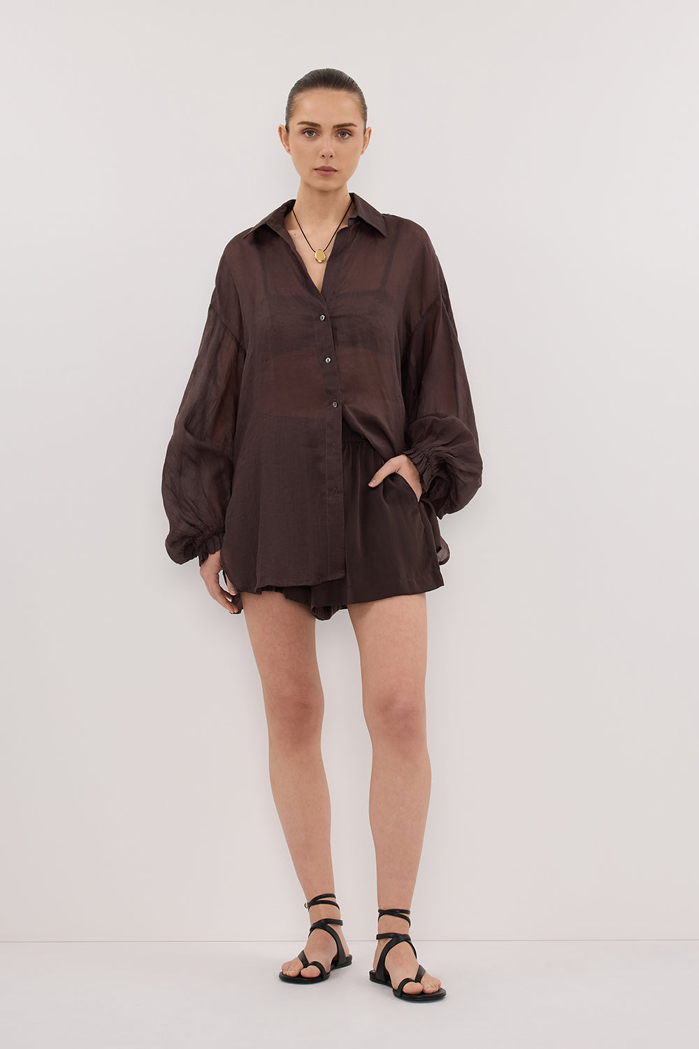 MILLER DARK CHOC RAMIE LONG SLEEVE SHIRT