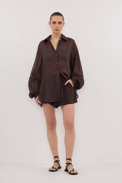 MILLER DARK CHOC RAMIE LONG SLEEVE SHIRT