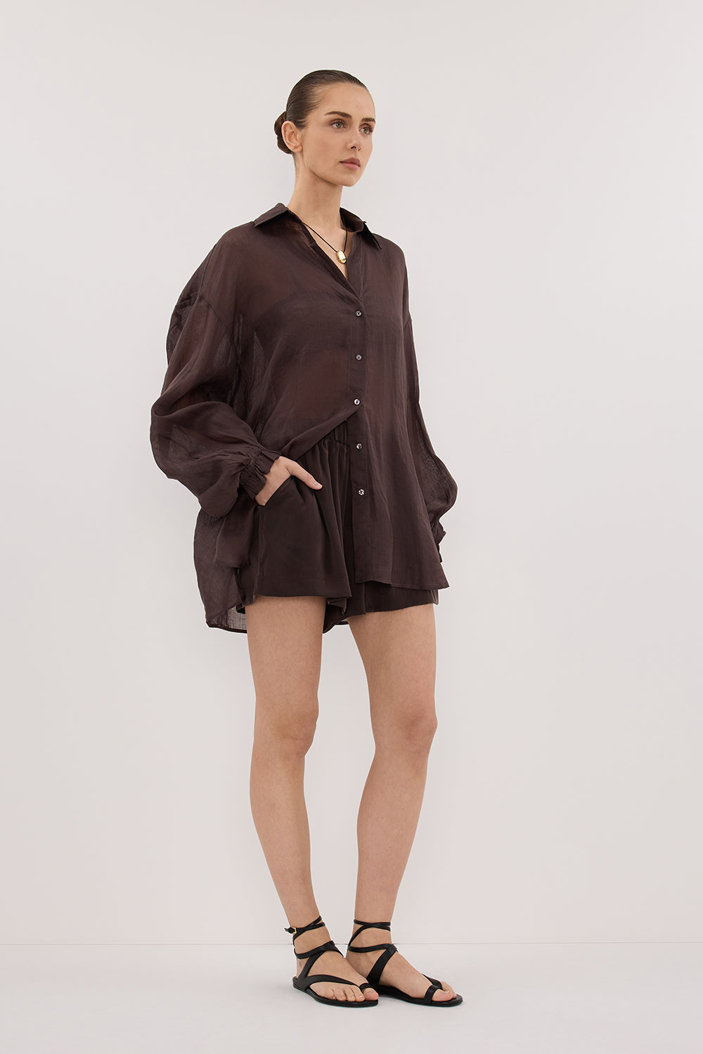 MILLER DARK CHOC RAMIE LONG SLEEVE SHIRT