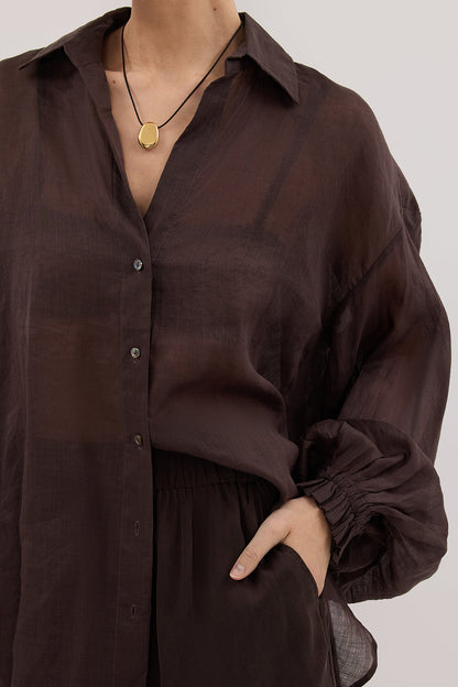 MILLER DARK CHOC RAMIE LONG SLEEVE SHIRT