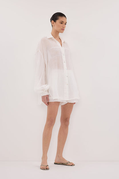 MILLER WHITE RAMIE LONG SLEEVE SHIRT