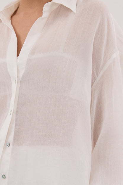 MILLER WHITE RAMIE LONG SLEEVE SHIRT