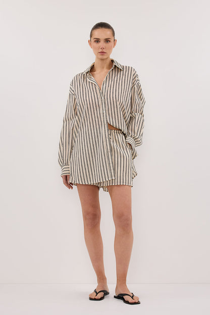 ELLIE CREAM OVERSIZED LONG SLEEVE STRIPE SHIRT
