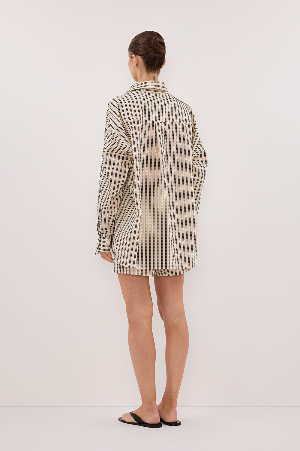 ELLIE CREAM OVERSIZED LONG SLEEVE STRIPE SHIRT