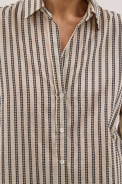 ELLIE CREAM OVERSIZED LONG SLEEVE STRIPE SHIRT