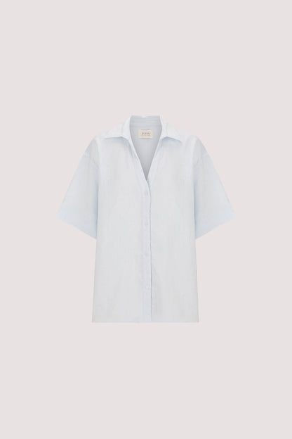 HELENA CORNFLOWER SHORT SLEEVE LINEN SHIRT