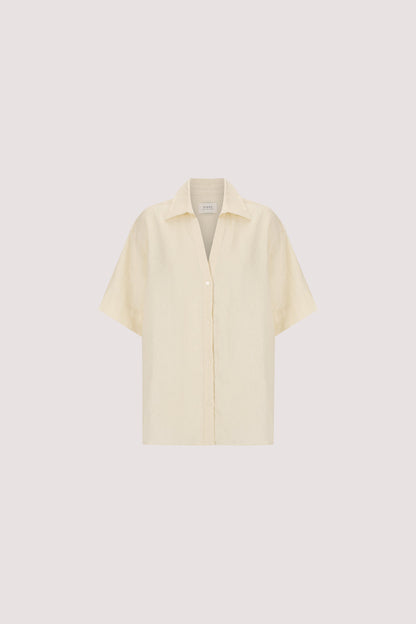 HELENA STRAW SHORT SLEEVE LINEN SHIRT