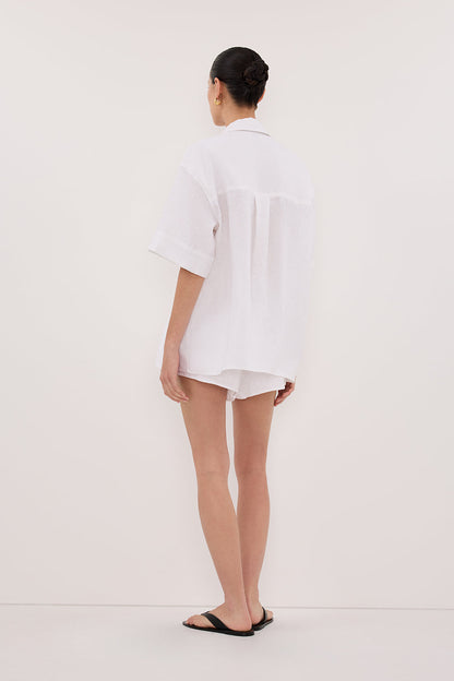 HELENA WHITE SHORT SLEEVE LINEN SHIRT
