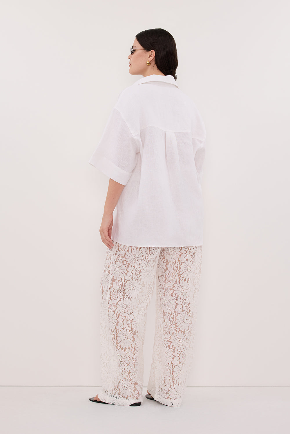 HELENA WHITE SHORT SLEEVE LINEN SHIRT