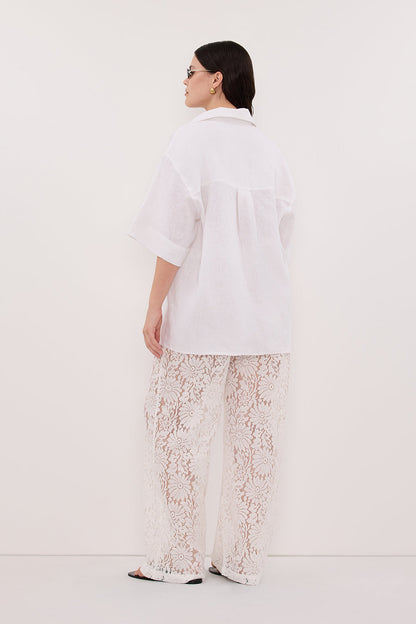 HELENA WHITE SHORT SLEEVE LINEN SHIRT