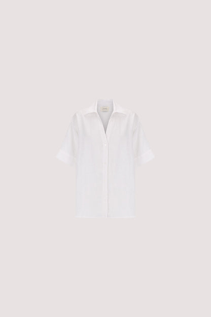 HELENA WHITE SHORT SLEEVE LINEN SHIRT
