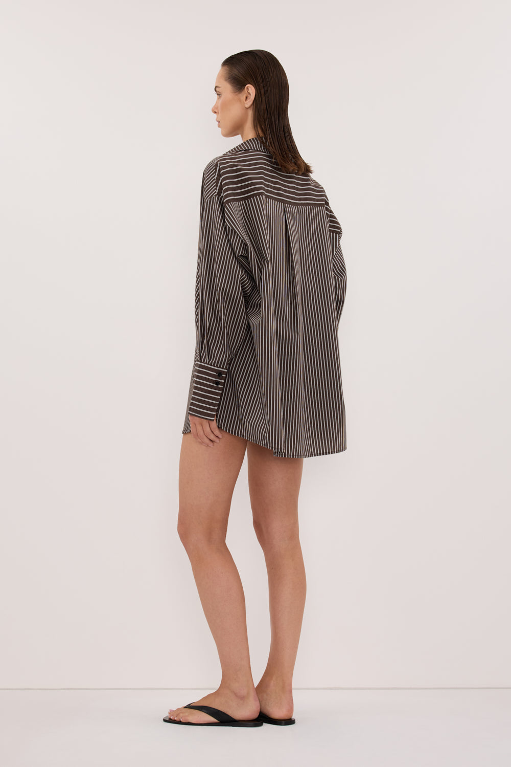 SABLE OVERSIZED BITTER CHOC SILK BLEND SHIRT
