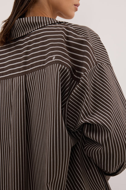 SABLE OVERSIZED BITTER CHOC SILK BLEND SHIRT