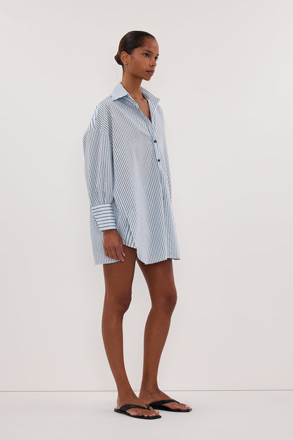 SABLE ICE BLUE OVERSIZED SILK BLEND SHIRT