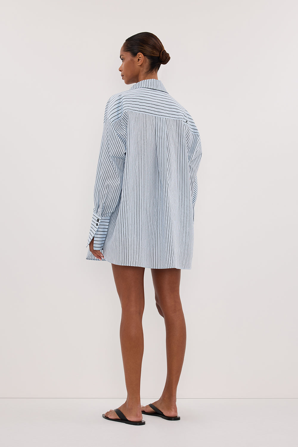SABLE ICE BLUE OVERSIZED SILK BLEND SHIRT