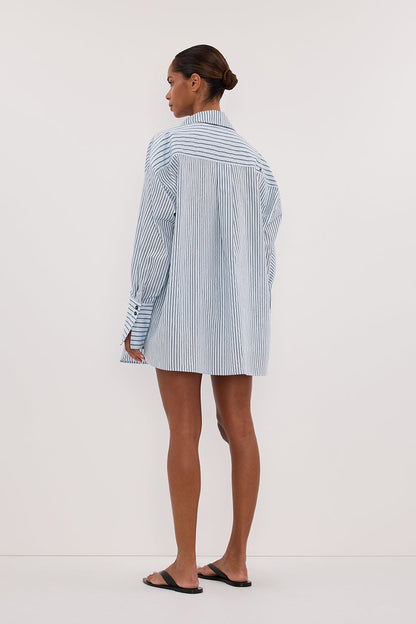 SABLE ICE BLUE OVERSIZED SILK BLEND SHIRT