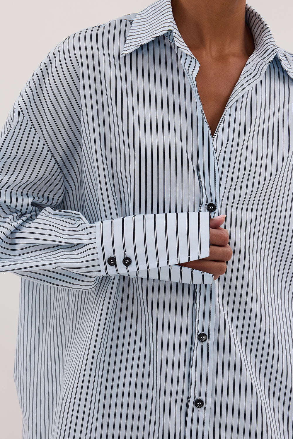 SABLE ICE BLUE OVERSIZED SILK BLEND SHIRT