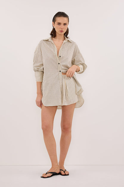 SABLE CREAM OVERSIZED SILK BLEND SHIRT