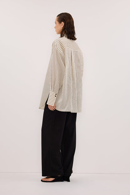 SABLE CREAM OVERSIZED SILK BLEND SHIRT