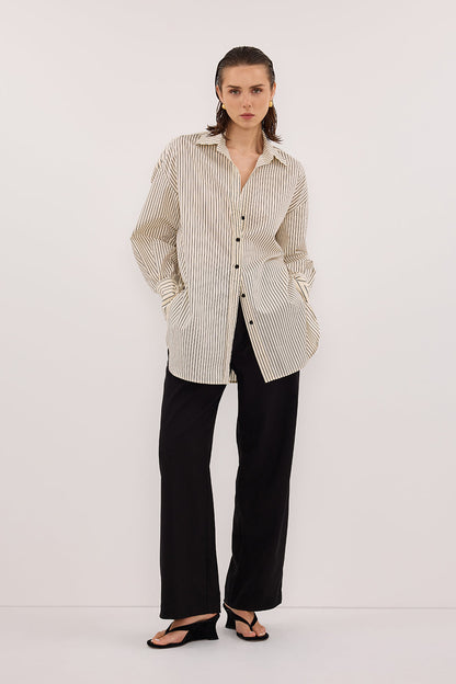 SABLE CREAM OVERSIZED SILK BLEND SHIRT