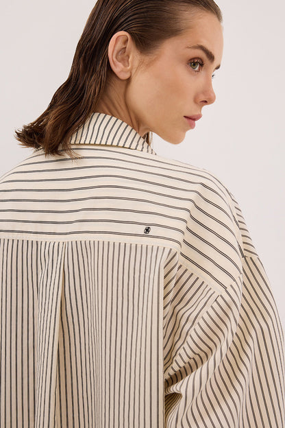 SABLE CREAM OVERSIZED SILK BLEND SHIRT