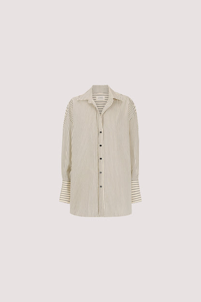 SABLE CREAM OVERSIZED SILK BLEND SHIRT