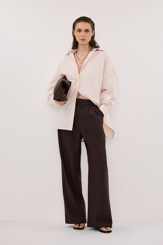 RAQUEL POWDER LONG SLEEVE COTTON POPLIN SHIRT