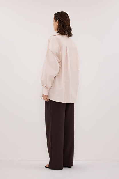RAQUEL POWDER LONG SLEEVE COTTON POPLIN SHIRT