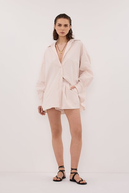 RAQUEL POWDER LONG SLEEVE COTTON POPLIN SHIRT