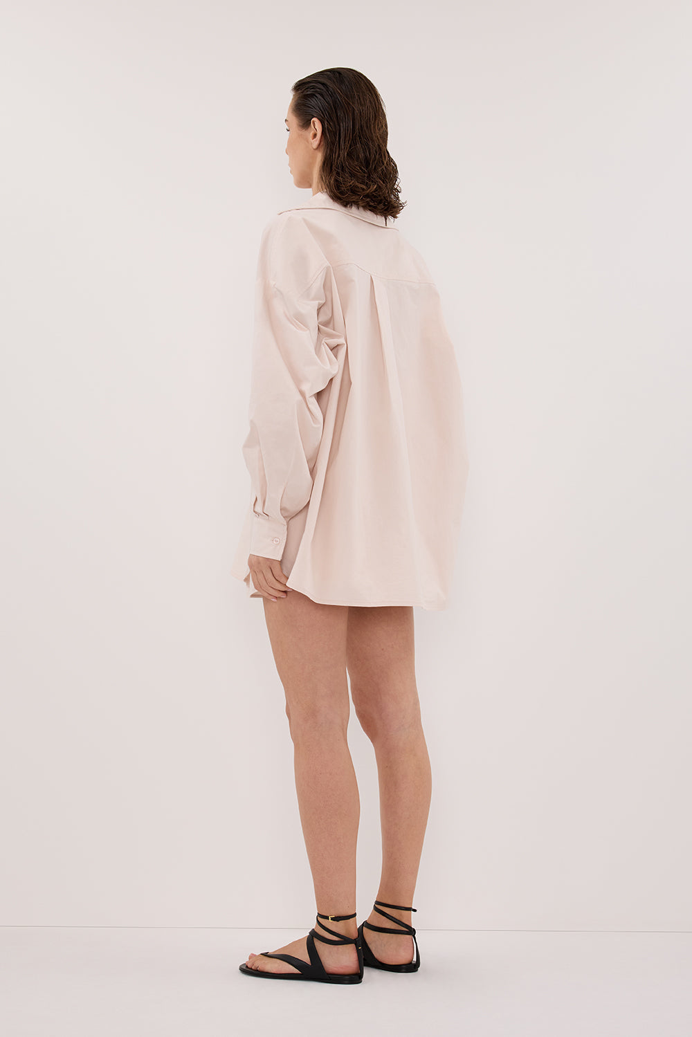 RAQUEL POWDER LONG SLEEVE COTTON POPLIN SHIRT