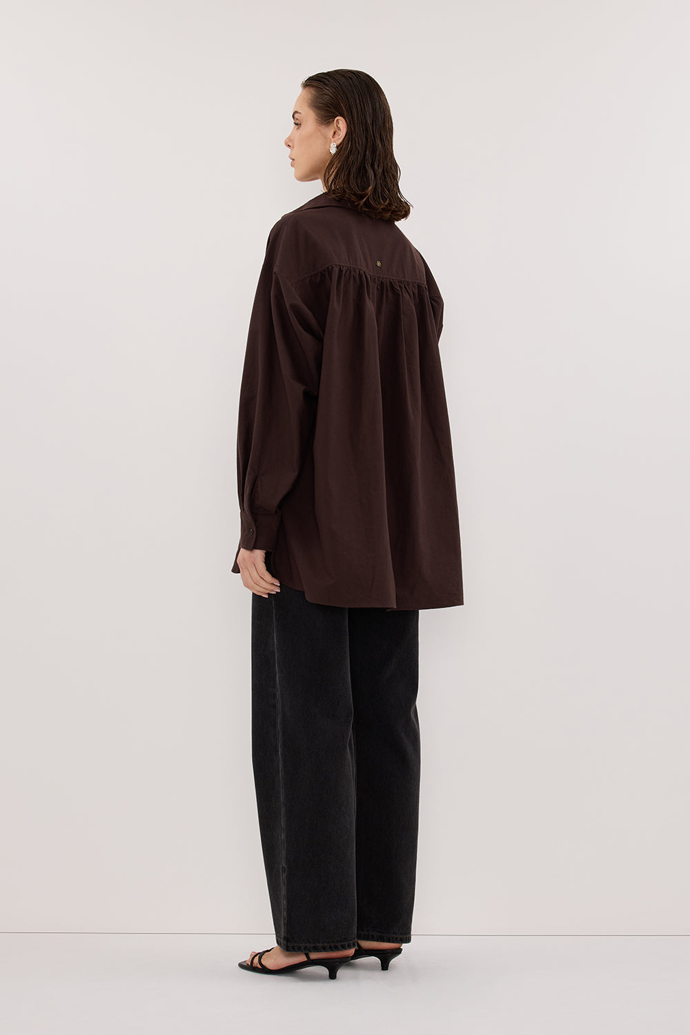 RHEA 2.0 BURNT CHOC OVERSIZED COTTON SHIRT