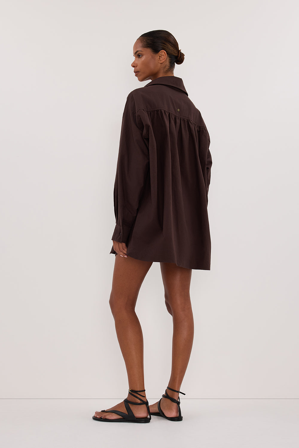 RHEA 2.0 BURNT CHOC OVERSIZED COTTON SHIRT