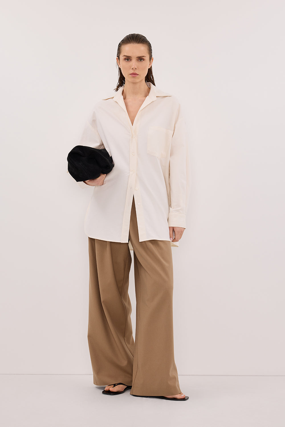 RHEA 2.0 CREAM OVERSIZED COTTON SHIRT